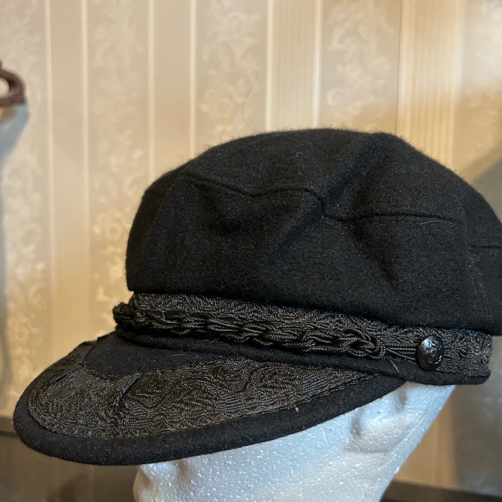 Greek Fishermans Cap 7 1/2 Black Made In Greece Men 85% Wool Hat